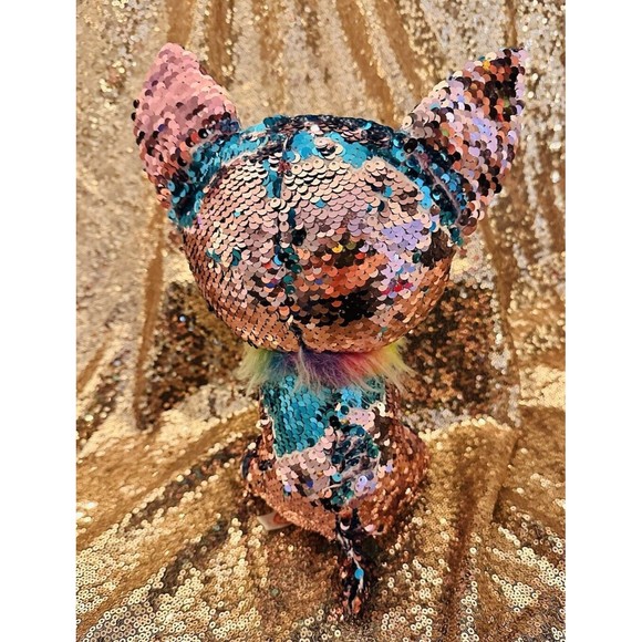 Ty FLIPPABLES Yappy the Chihuahua  Sequins Medium 10" Plush Beanie Boos 2018 P7 - Picture 2 of 5
